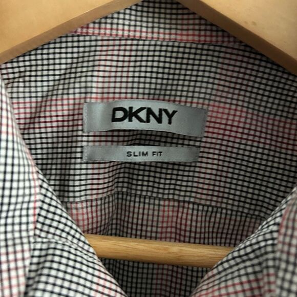 Dkny Gray and Pink Casual Button Down Shirt Size 14.5 32/33 - Picture 3 of 6